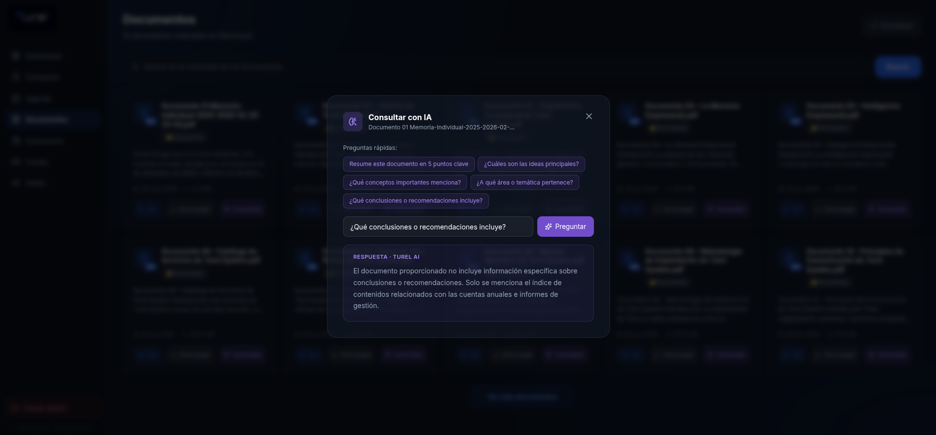 Respuesta IA sobre documentos empresariales